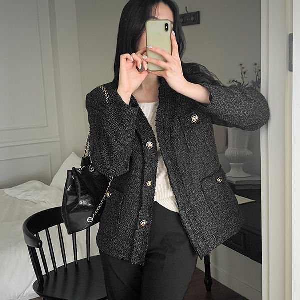 [valyou] Lena V Tweed Jacket