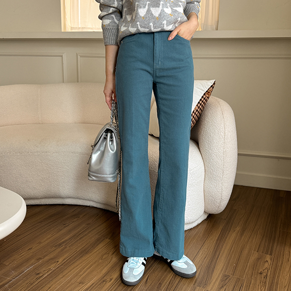 Peach fleece lined Boot cut Cotton Pants