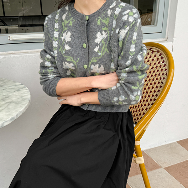 [Dear Short Women] Floral Round Cardigan