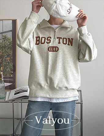 [valyou] Boston Half Zip-Up Sweatshirt Korea