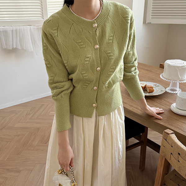 Gold button round cardigan