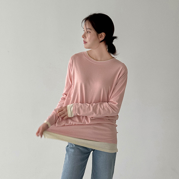 [valyou] Basic Slit Modal T-shirt (Long-sleeve)