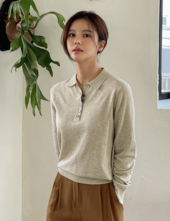 Lian Button Collar Knitwear Korea