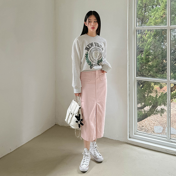 Front pocket banding slit skirt