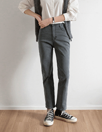 Slim Straight Banding Denim Pants Korea