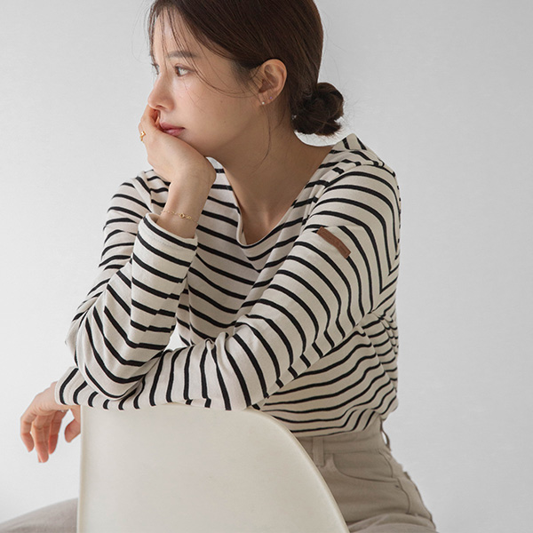 [valyou] Smith Patch horizontal striped T-Shirt (Spring)