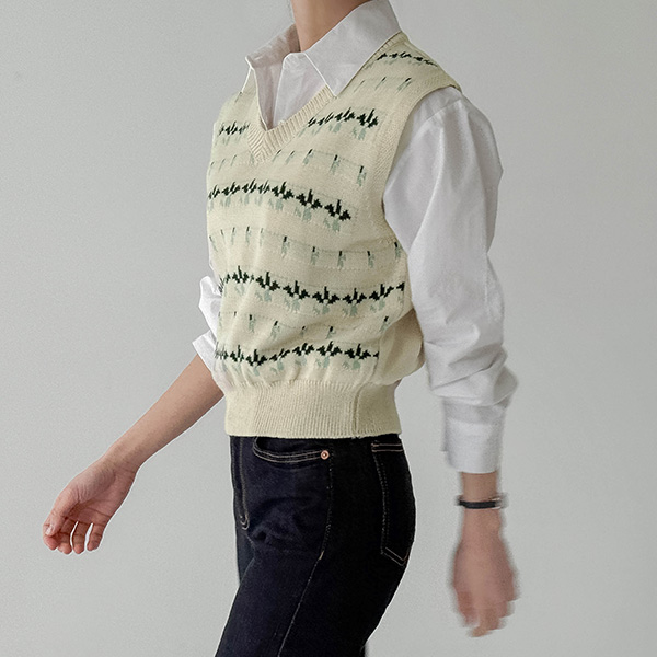 Flower Jacquard Knitwear Vest