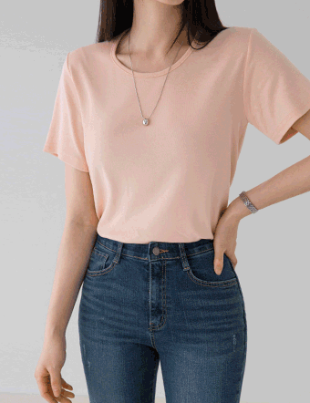 【TIME SALE 30%】Slosh Cotton Modal U-Neck Short Sleeve T-shirt Korea