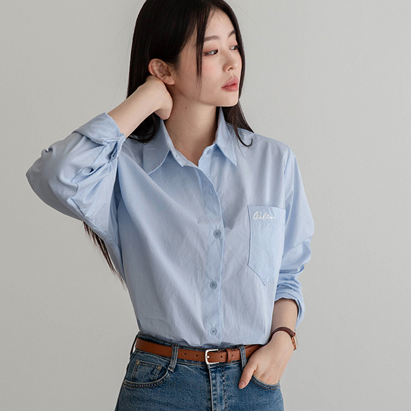 Front pocket embroidered shirt