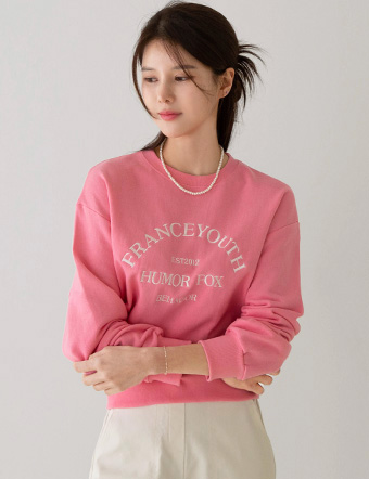French pastel Embroidery sweatshirt Korea