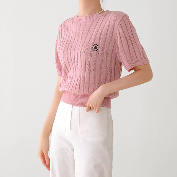 Embroidered R Twiddle Short-sleeve Knitwear