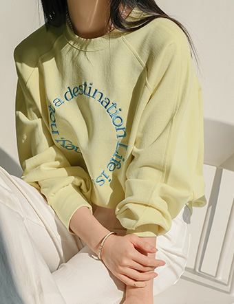 Life Round Embroidery Sweatshirt Korea