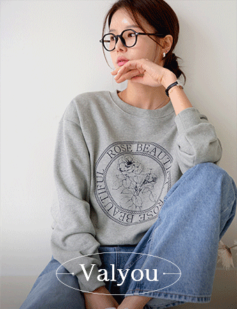 [valyou] rose Printed sweatshirt Korea