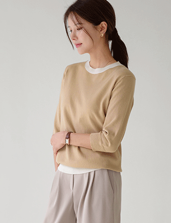 Creamy Short-Sleeved Knitwear Korea