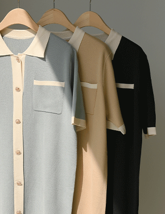 Veral color combination Collar Short-sleeve Dress Korea
