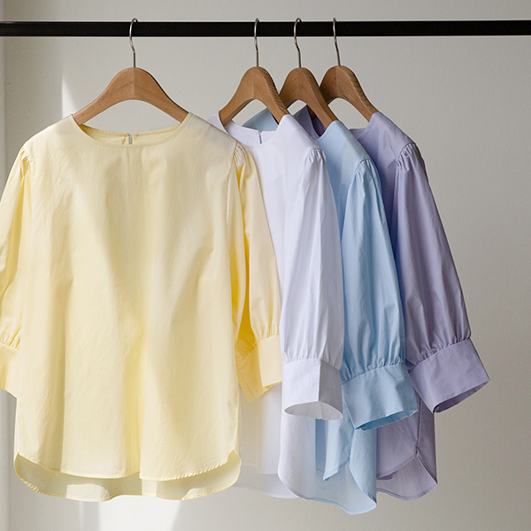 Cotton Shirring 3/4 sleeve Blouse