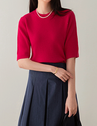 Casi Short-sleeve Round Knitwear Korea