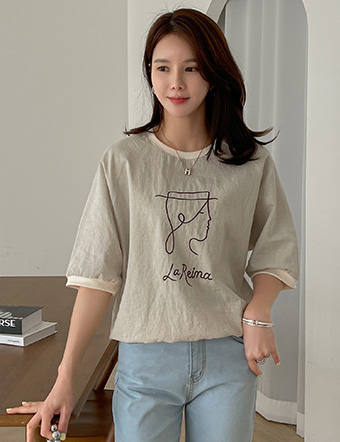 Face linen sweatshirt Korea