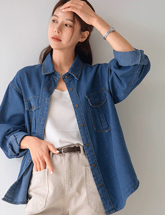 Picnic Denim Two-sided Pocket Shirt Korea