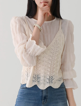 Knitwear Bustier Blouse Set Korea