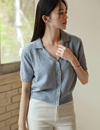 Linen boucle collar knitwear Korea