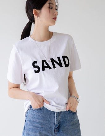 Film lettering short-sleeved T-shirt Korea