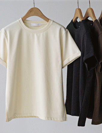 Basic Roll-Up Short-Sleeved T-shirt Korea