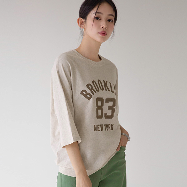 [valyou] Yuna printing 3/4 sleeve sweatshirt