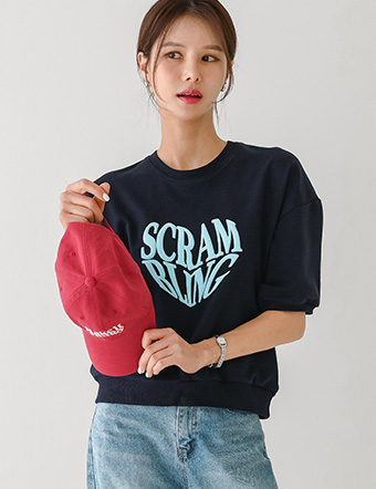 scrambled Embossed Short-sleeve sweatshirt Korea