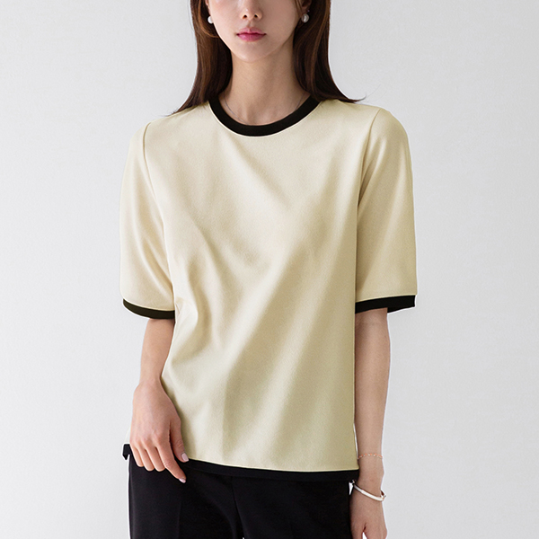 Round Color Matching Short-Sleeved T-shirt