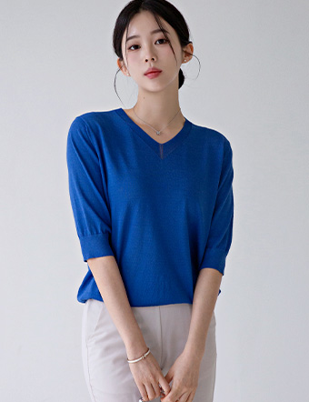 Slosh V-neck short-sleeved knitwear Korea