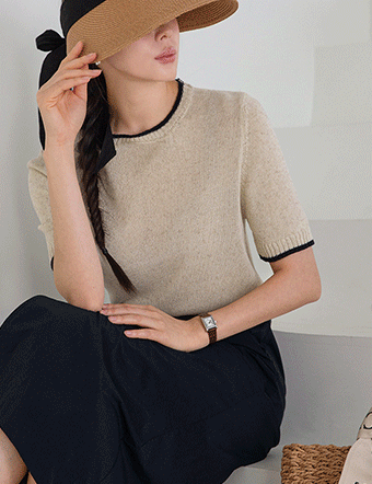 Bigging Linen Short-Sleeved Knitwear Korea