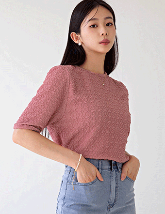 Wrinkle puff sleeve blouse Korea