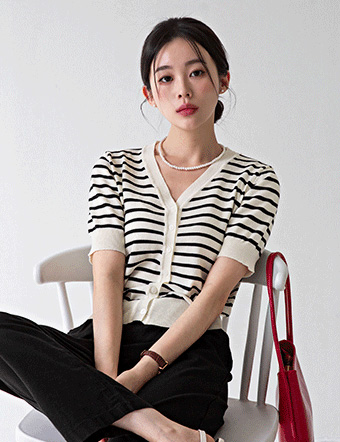 Vibe horizontal striped Cardigan Korea