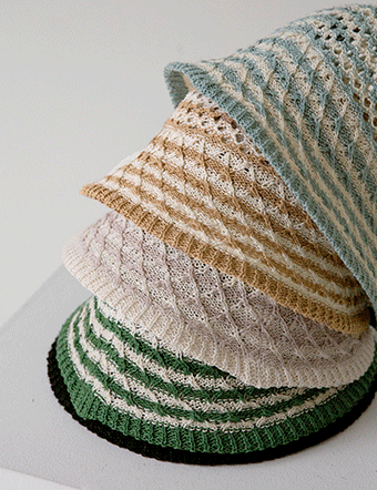 Summer horizontal striped Punching Bucket hat Korea