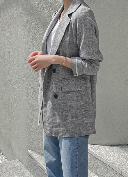 Mono check linen jacket C040660 Korea