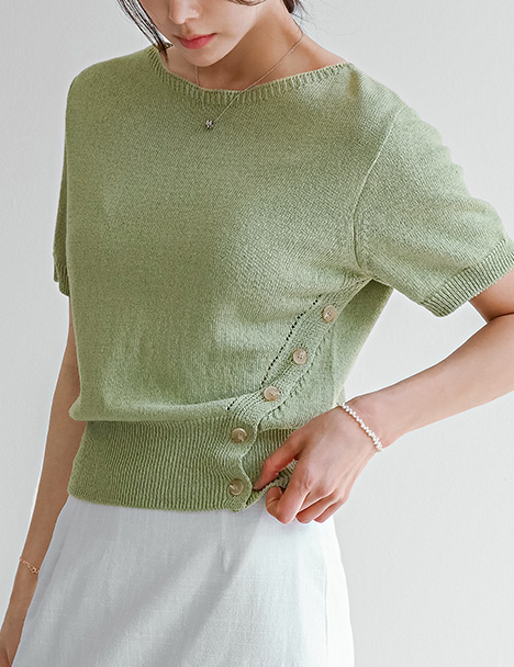 May Side Button Knitwear Korea