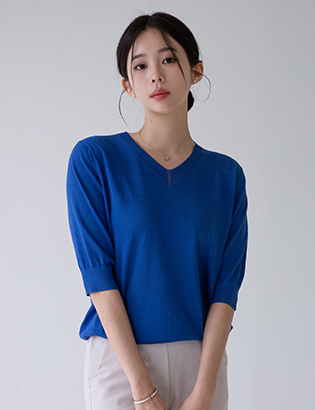 Slosh V-neck short-sleeved knitwear Korea