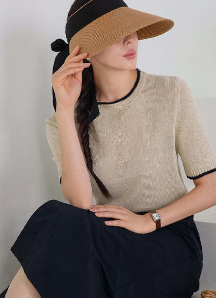 Bigging Linen Short-Sleeved Knitwear Korea
