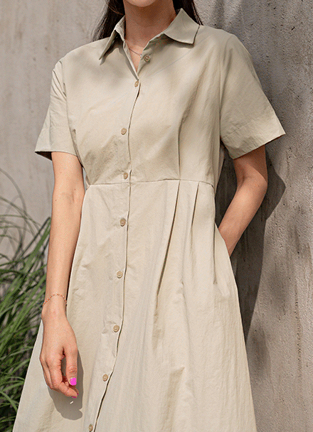 Rustling Pintuck Shirt Long Dress Korea