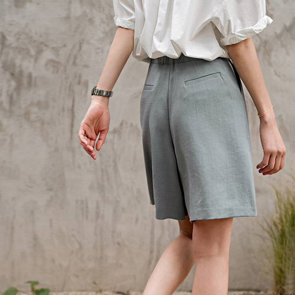 [valyou] Linen pintuck half-length pants