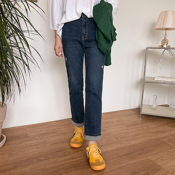 Hem Rollup Boy Fit Denim Pants
