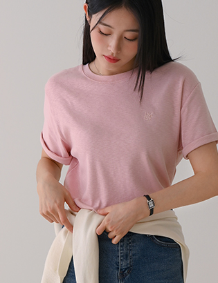 Modal spandex embroidered T-shirt Korea