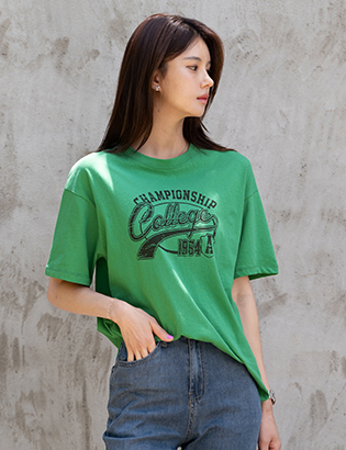 College Printing Short-sleeve T-shirt Korea