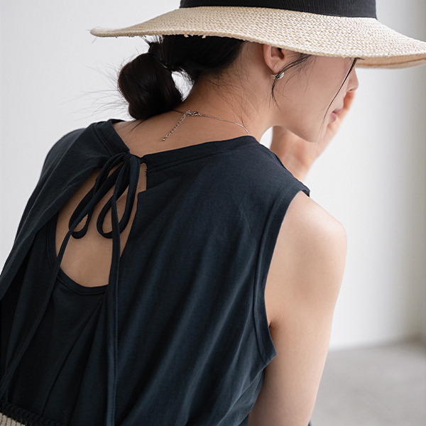 Bag Ribbon Sleeveless shirts Dress