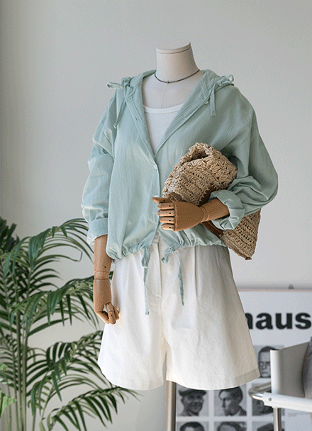 Waist String Hood Shirt Korea