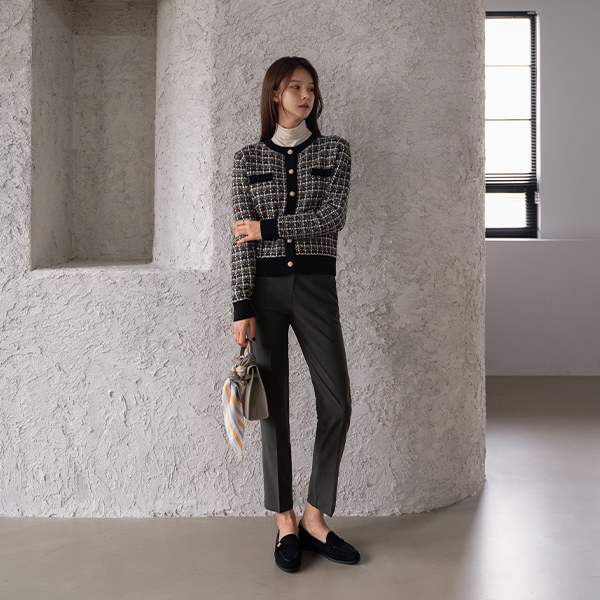 [5,000 cumulative sales][valyou] Blanc Tweed Cardigan