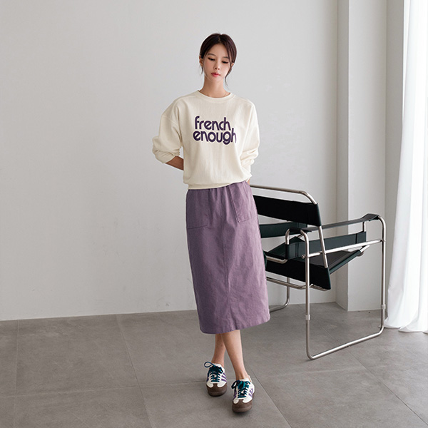 Square Pocket Slit Skirt