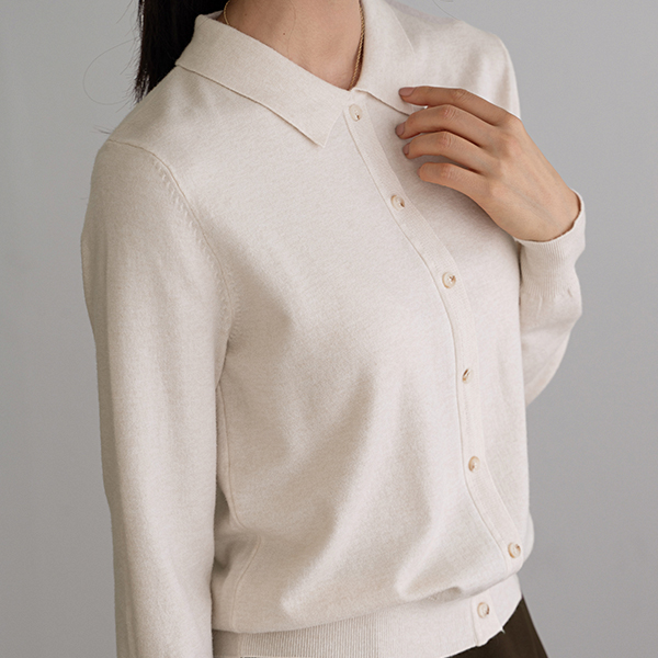 리인 버튼 Collar Knitwear