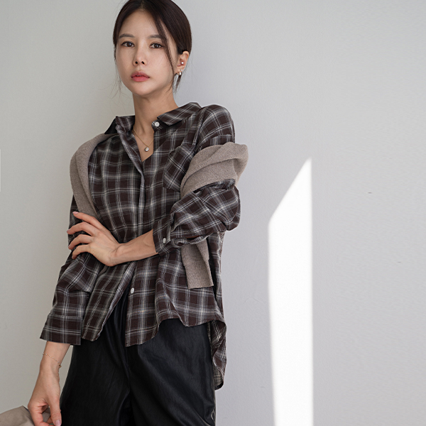 로우 grid Check Shirt